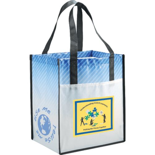 Big Grocery Striped Laminated Non-Woven Tote Thumbnail